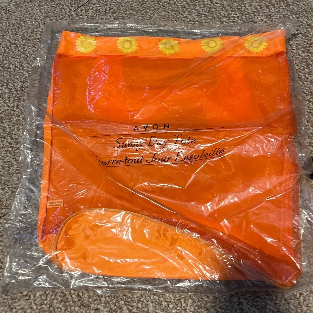 NWT Sunny Day Tote orange with yellow sunflowers beach bag  summer bag